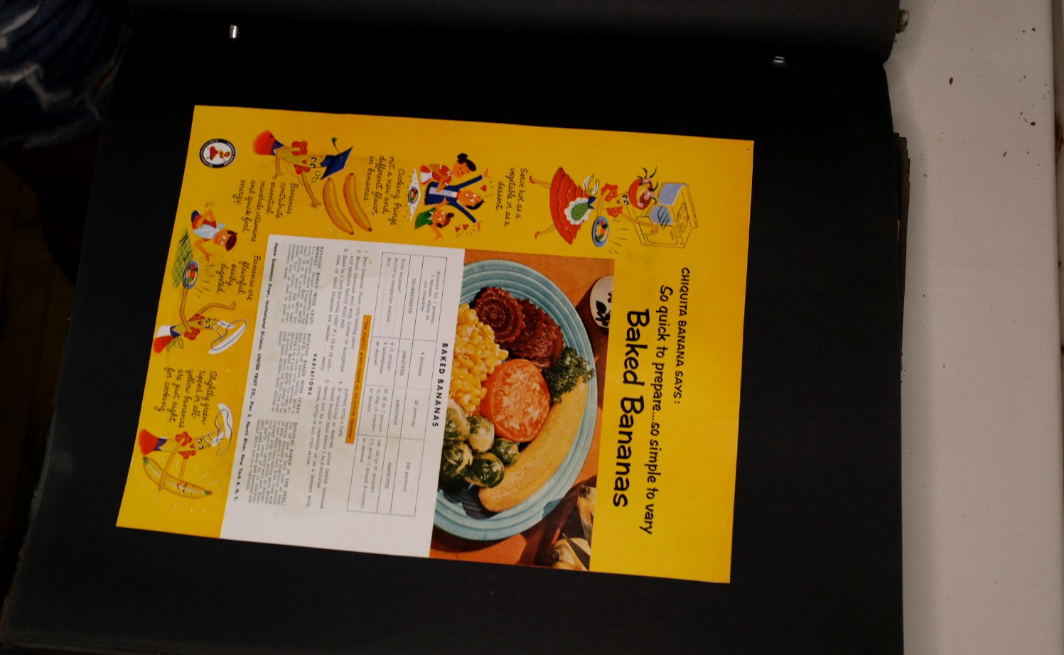 Baked Bananas Chiquita promotional sheet